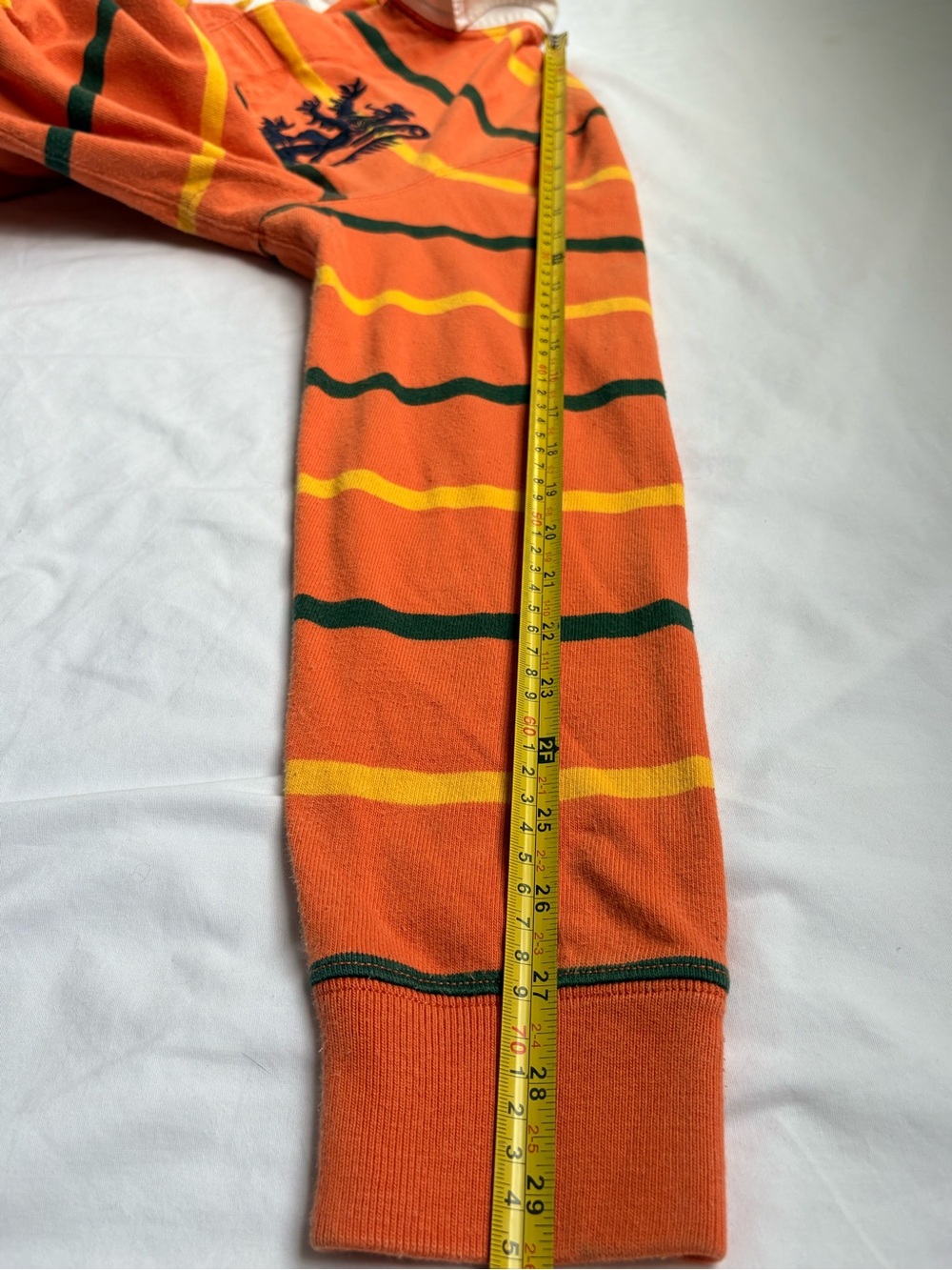 Vintage Polo Ralph Lauren BlackFW07 Lion Crest Rugby Shirt M Orange Stripe Men - Picture 14 of 16